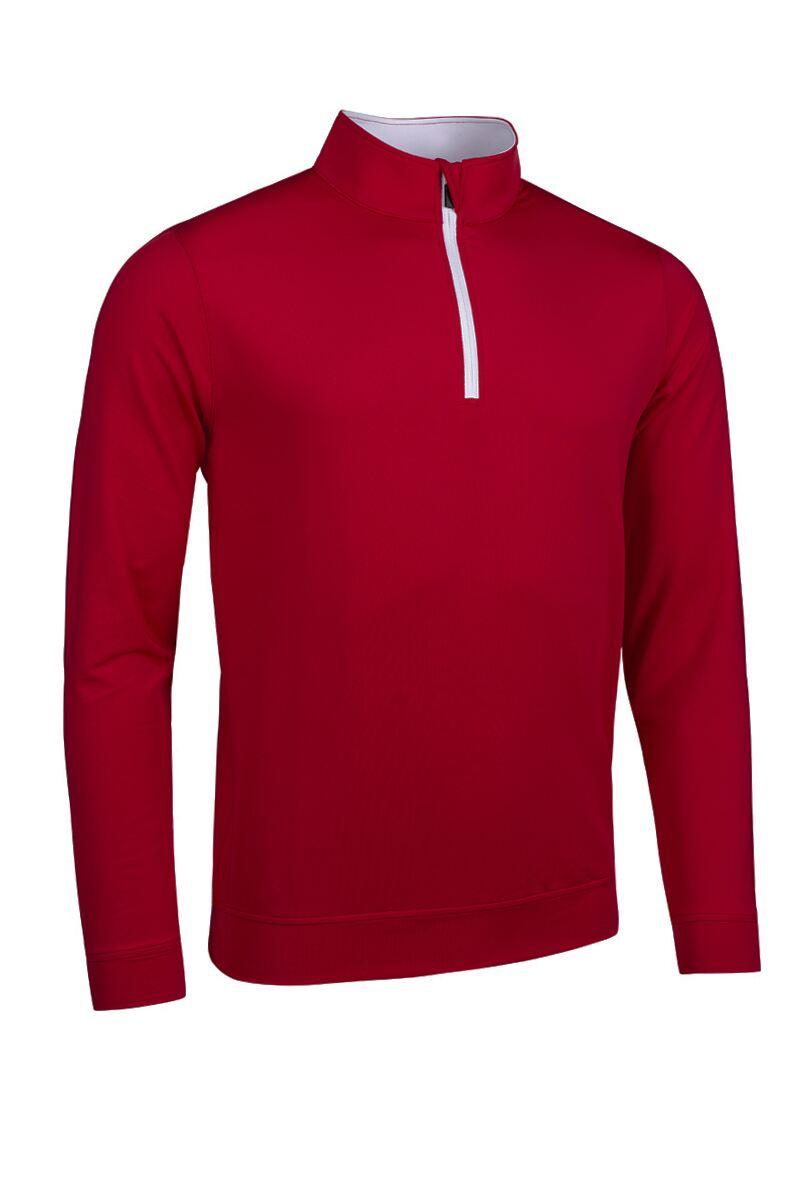 Mens Quarter Zip Lightweight Performance Golf Midlayer Garnet/White M