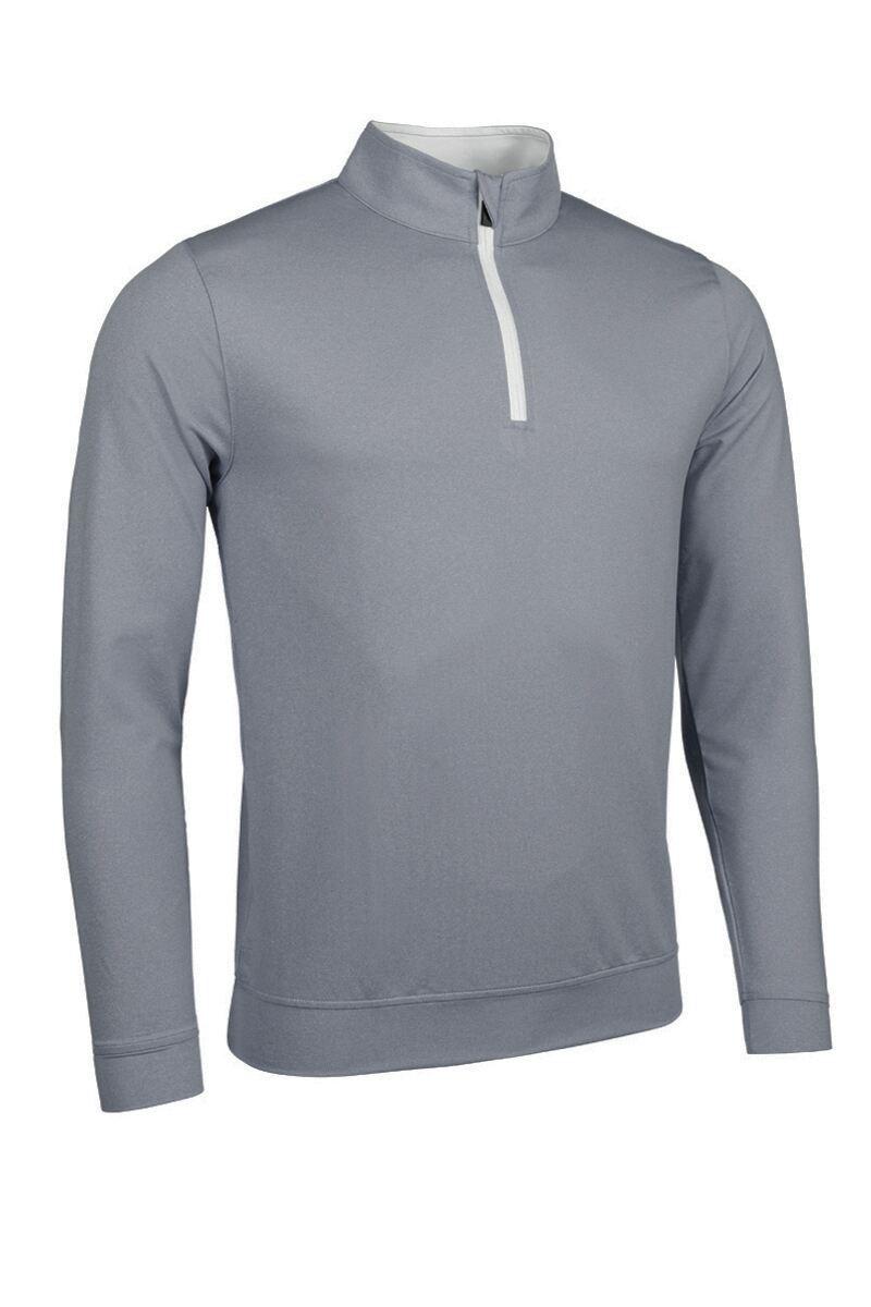 Mens Quarter Zip Lightweight Performance Golf Midlayer Light Grey Marl/White L