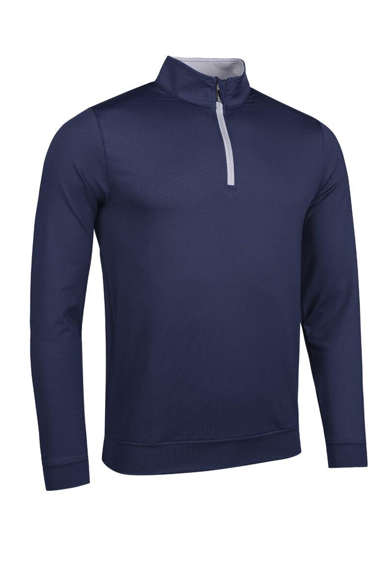 Mens Quarter Zip Lightweight Performance Golf Midlayer Navy/Light Grey S