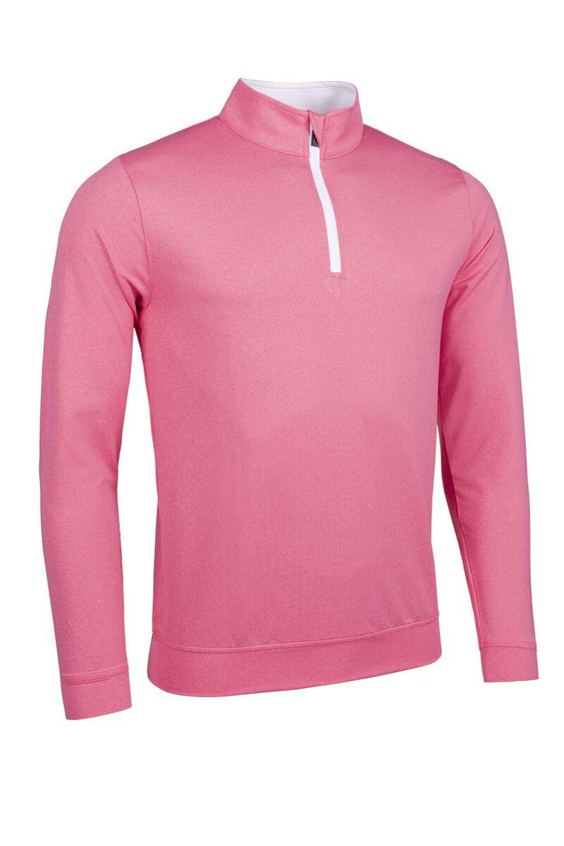 Mens Quarter Zip Lightweight Performance Golf Midlayer Sorbet Marl/White M