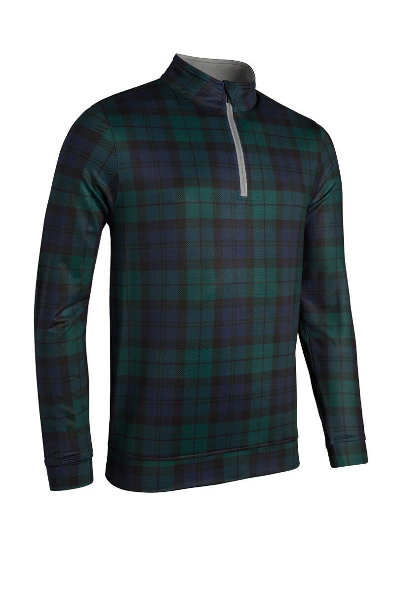 Mens Quarter Zip Lightweight Performance Golf Midlayer Tartan/Light Grey S