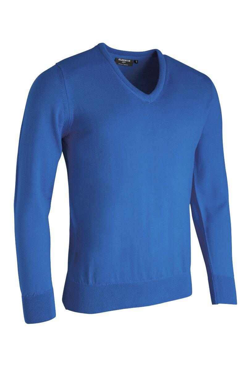 Mens V Neck Merino Wool Golf Sweater Tahiti Marl M