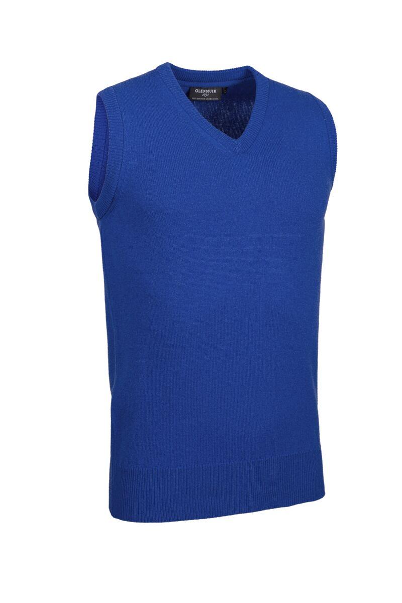 Mens V Neck Lambswool Golf Slipover Ascot Blue L