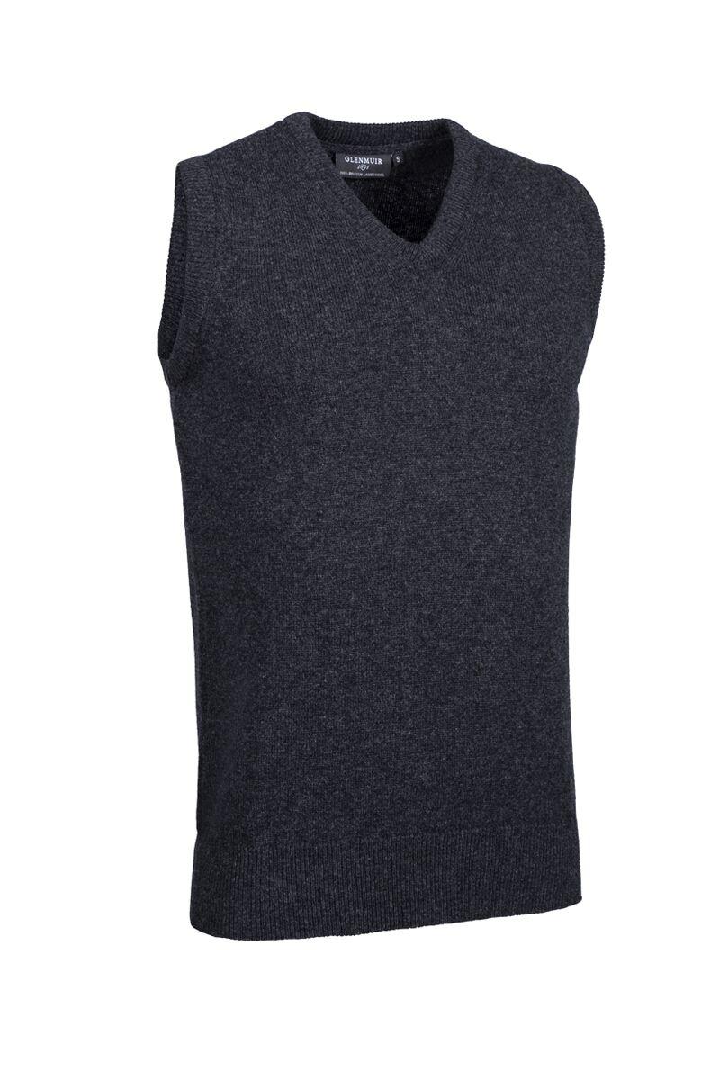 Mens V Neck Lambswool Golf Slipover Charcoal Marl S