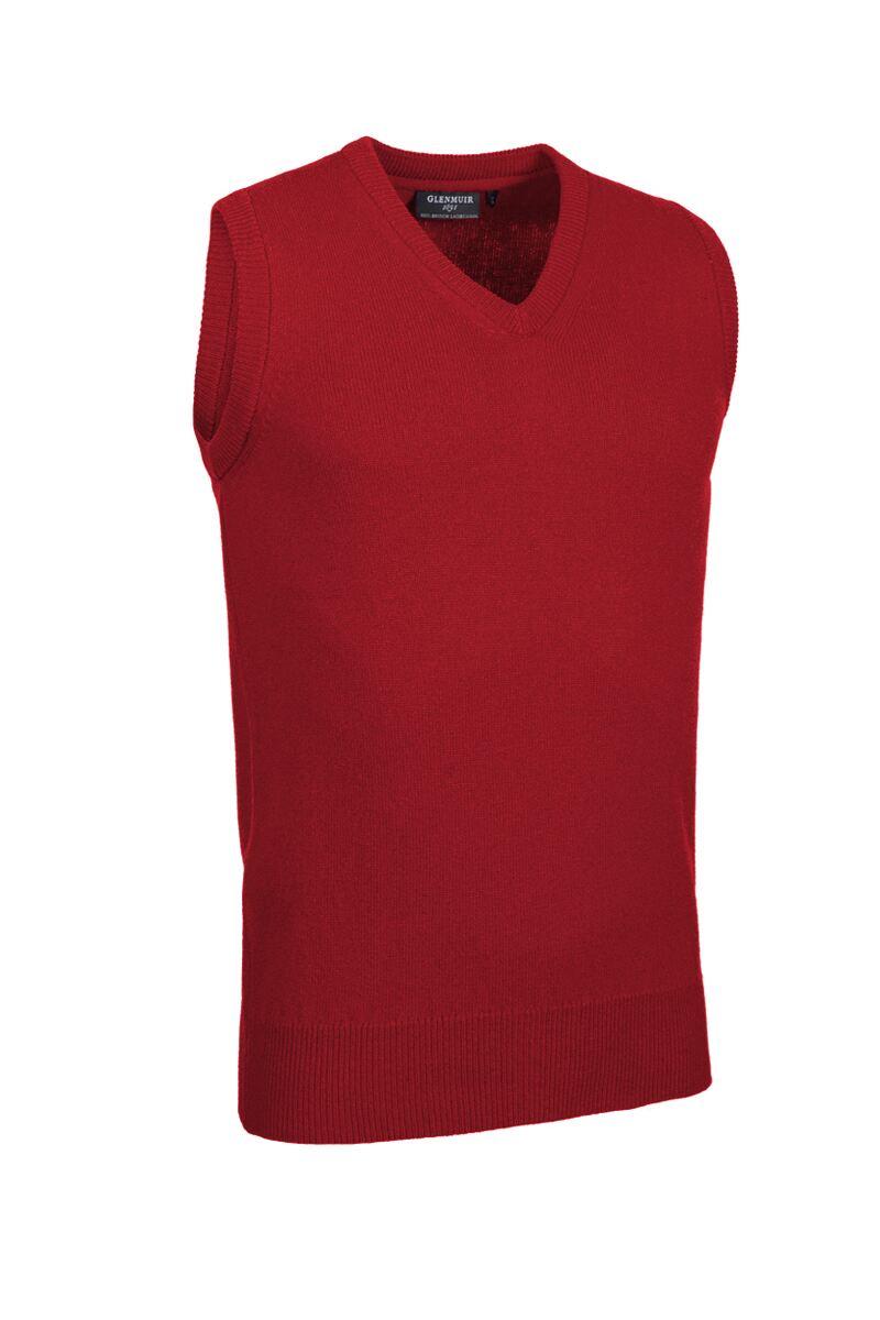 Mens V Neck Lambswool Golf Slipover Garnet S