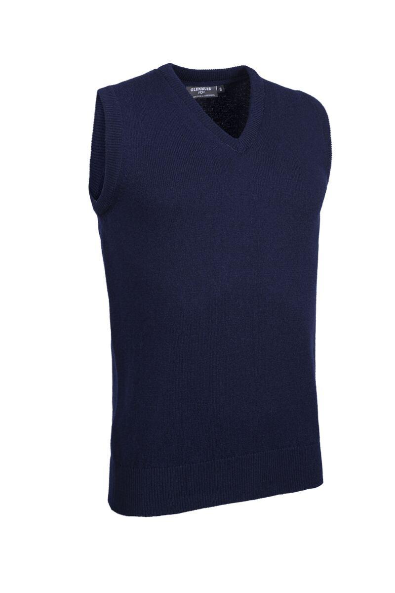 Mens V Neck Lambswool Golf Slipover Navy L