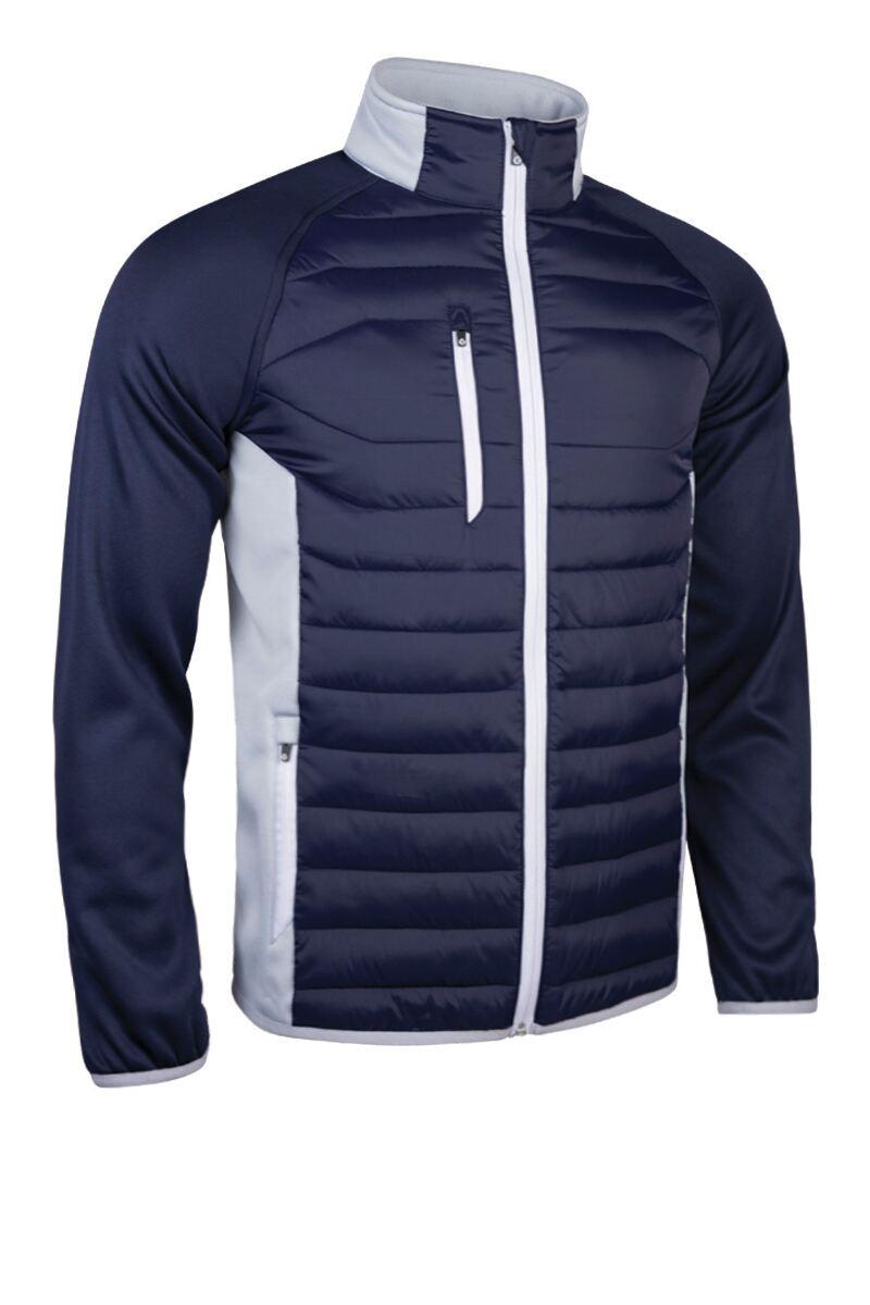 Mens Zip Front Padded Stretch Panel and Sleeves Performance Golf Jacket Navy/Silver/White M