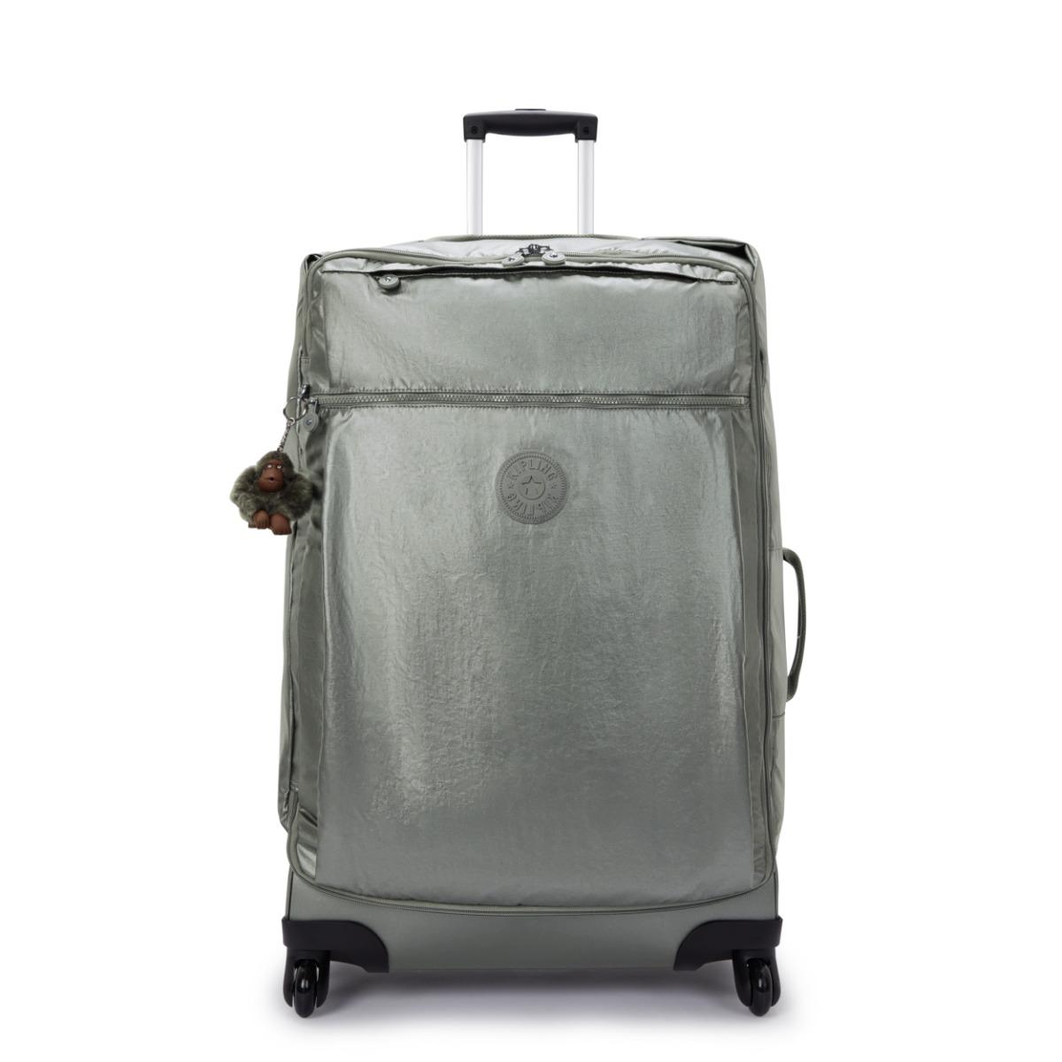 Kipling Wheeled Luggage Darcey L Moon Grey Metallic Green Large Woman 100% Polyamide