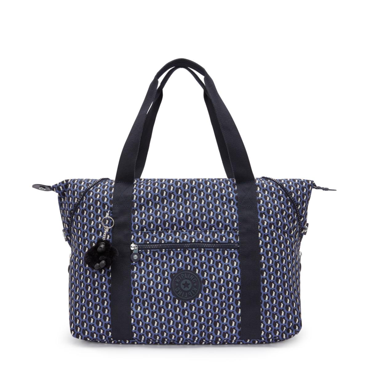 Kipling Tote Art M 3d K Blue Print Large Woman 100% Recycled Polyester