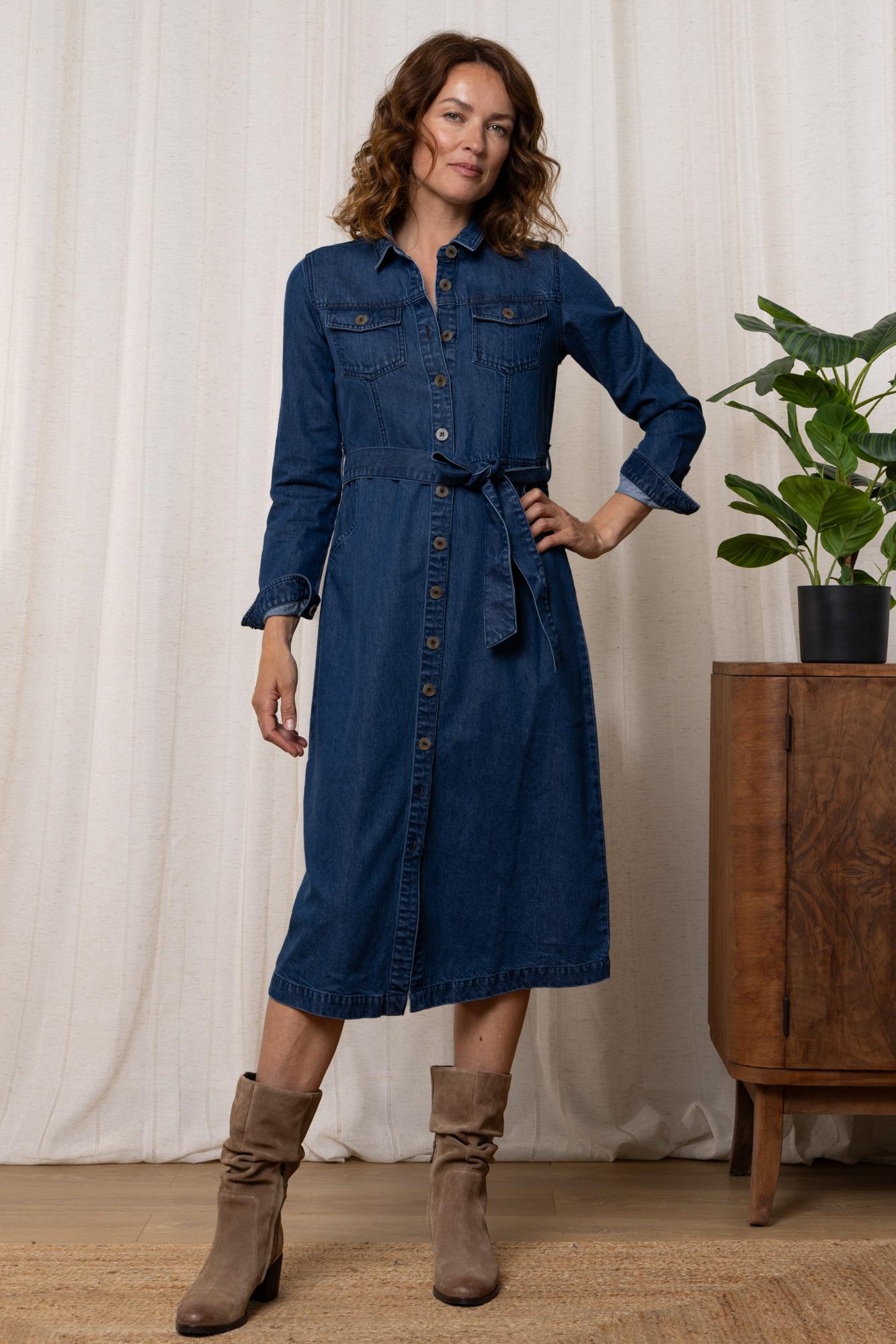 Lily & Me Denim Midi Shirt Dress