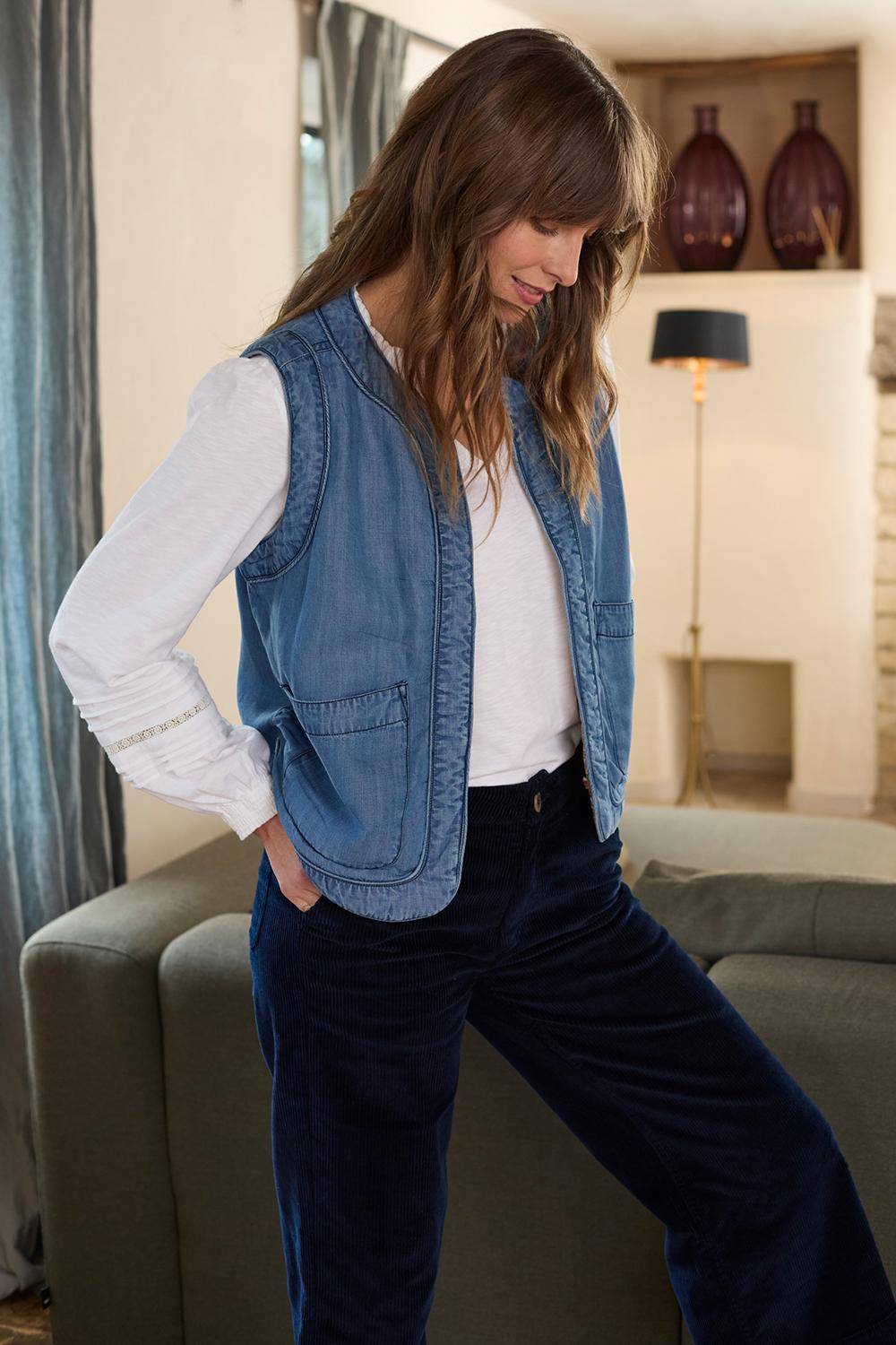 Lily & Me Deco Quilted Denim Gilet