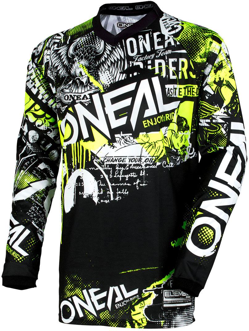 ONeal Element Attack, jersey kids , color: Black/Neon-Yellow , size: S