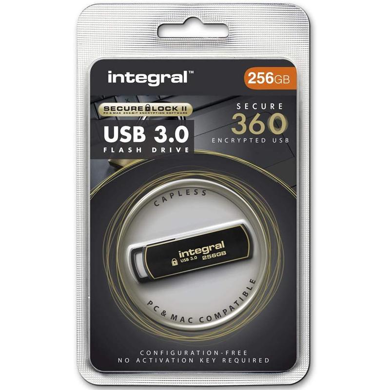 Integral 256GB Secure 360 Secure Lock II Encrypted USB 3.0 Flash Drive