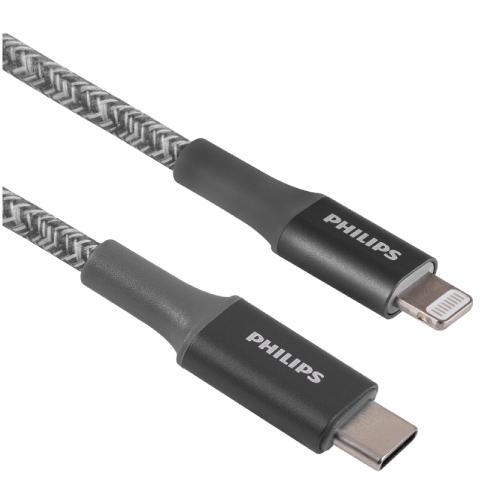 Philips USB-C to Lightning Braided Data Charging Cable - Grey