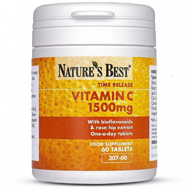 Vitamin C 1500Mg, Time Release Formula With Rosehips & Bioflavonoids 60 Tablets