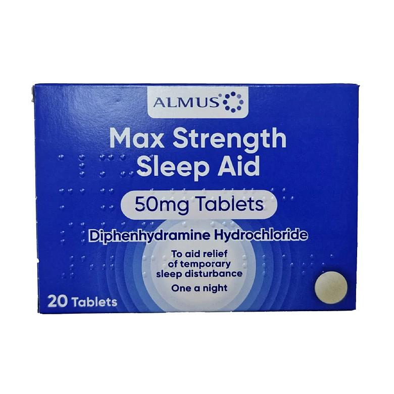 Max Strength Sleep Aid (Diphenydramine Hydrochloride 50Mg) 20 Tablets