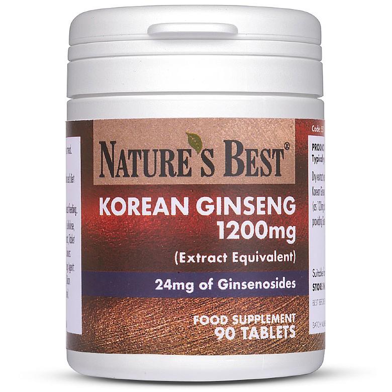 Korean Ginseng 1200Mg, High Strength, Pure Grade Extract 90 Tablets