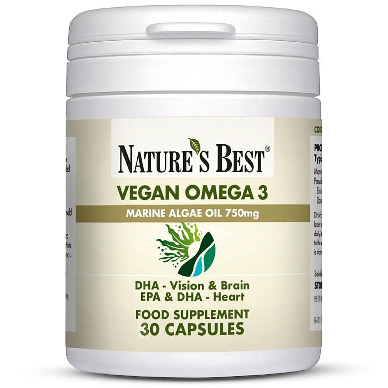 Vegan Omega 3 Capsules, Dha & Epa For Vision, Brain & Heart Health 60 Capsules