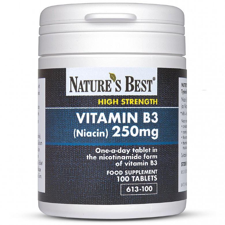 Vitamin B3 250Mg (Niacin), Contributes To The Normal Function Of The Nervous System 100 Tablets