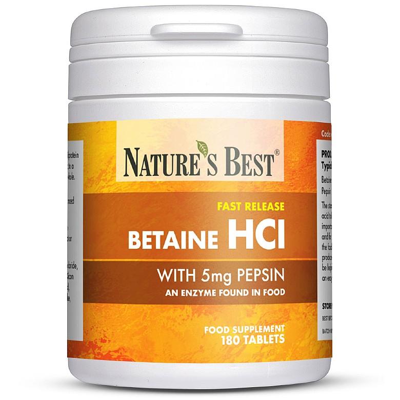 Betaine Hydrochloride With Pepsin To Help Digest Proteins 180 Tablets