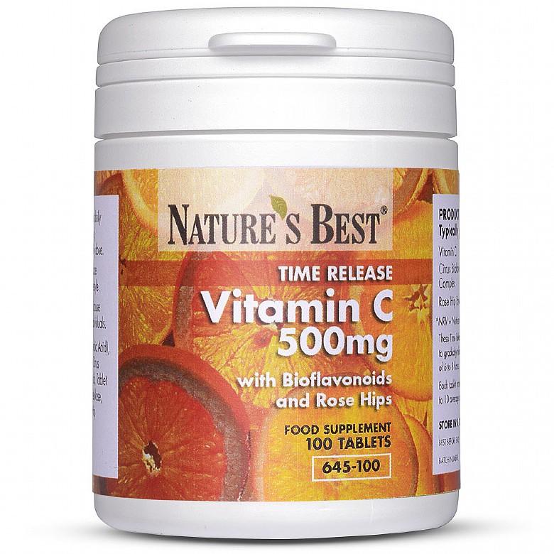 Vitamin C Time Release 500Mg, With Rosehips And Bioflavonoids 250 Tablets