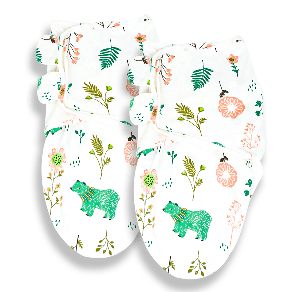 Callowesse Newborn Baby Swaddle - 0-3 Months - Bears and Blossoms - Pack of 2