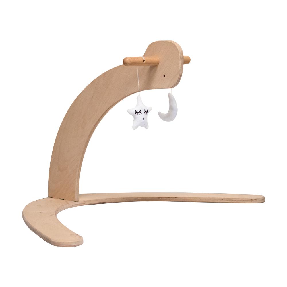 Callowesse Dinky Wooden Baby Gym. Newborn Play Gym With Moon & Star Soft Toys