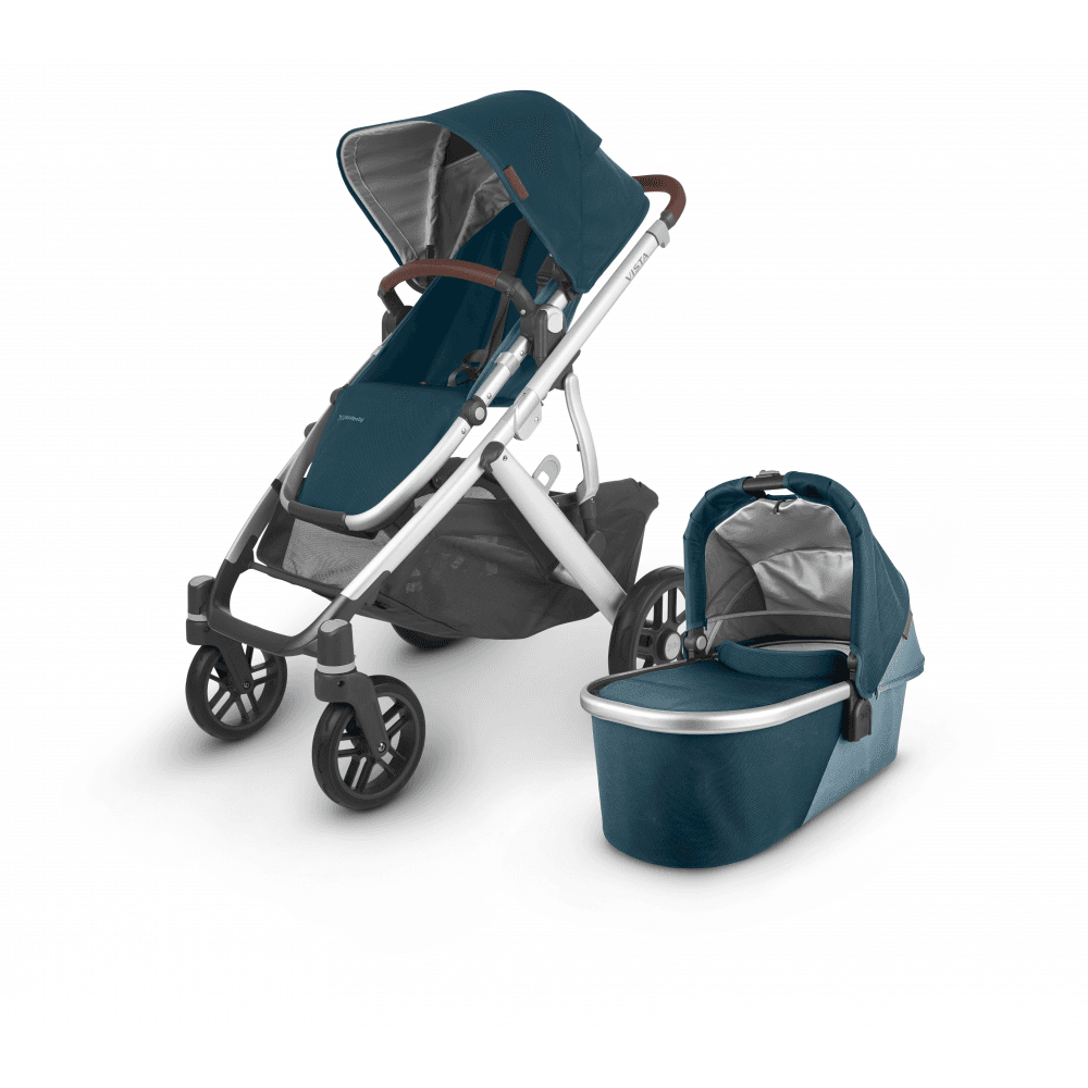 UppaBaby Vista V2 Finn Pushchair - Deep Sea/Chestnut Leather