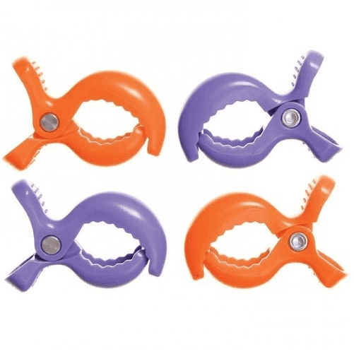 Dreambaby Strollerbuddy Stroller Clips - Pack of 4 - Purple and Orange