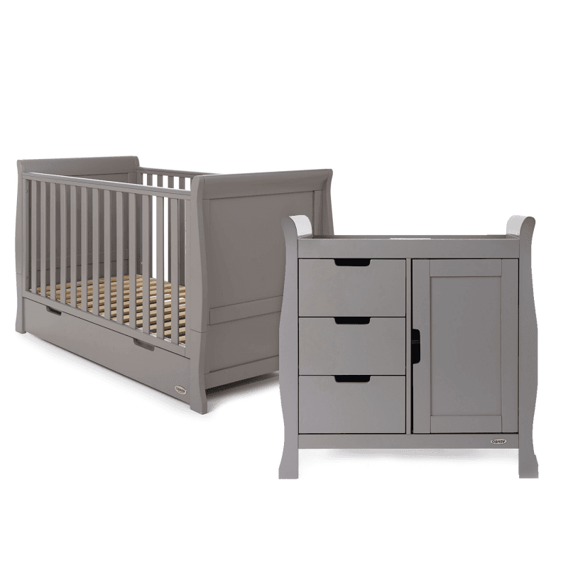 Obaby Stamford Classic Sleigh 2 Piece Room Set - Taupe Grey