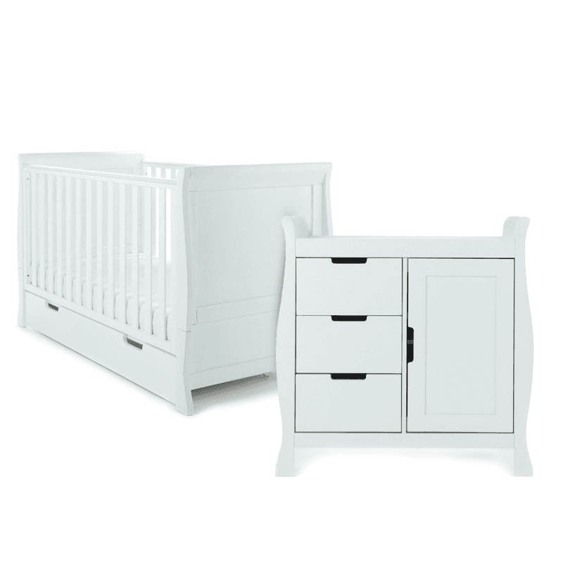 Obaby Stamford Classic Sleigh 2 Piece Room Set - White