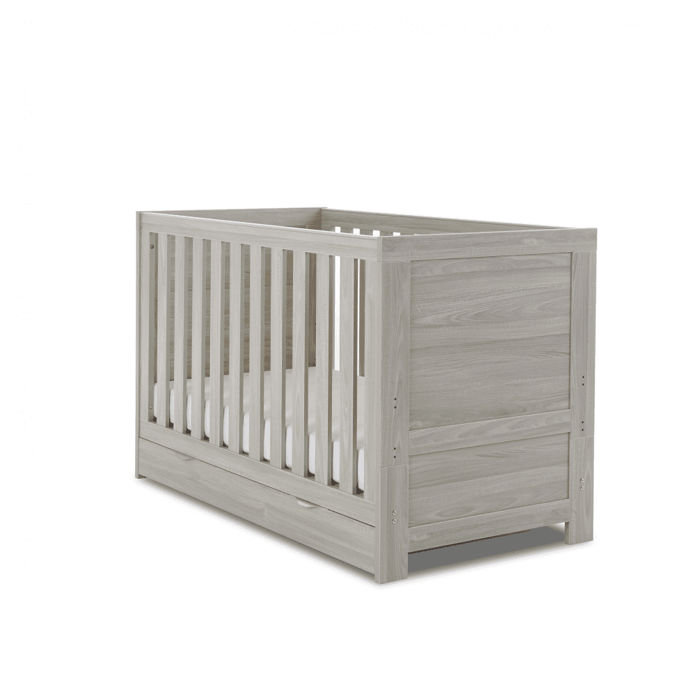 Obaby Nika Cot Bed & Under Drawer - Grey Wash