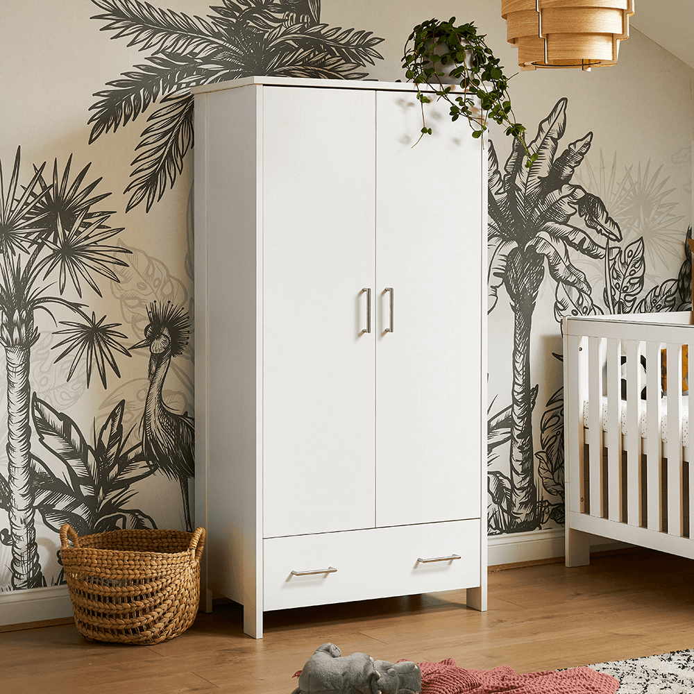 Obaby Nika Double Wardrobe- White Wash