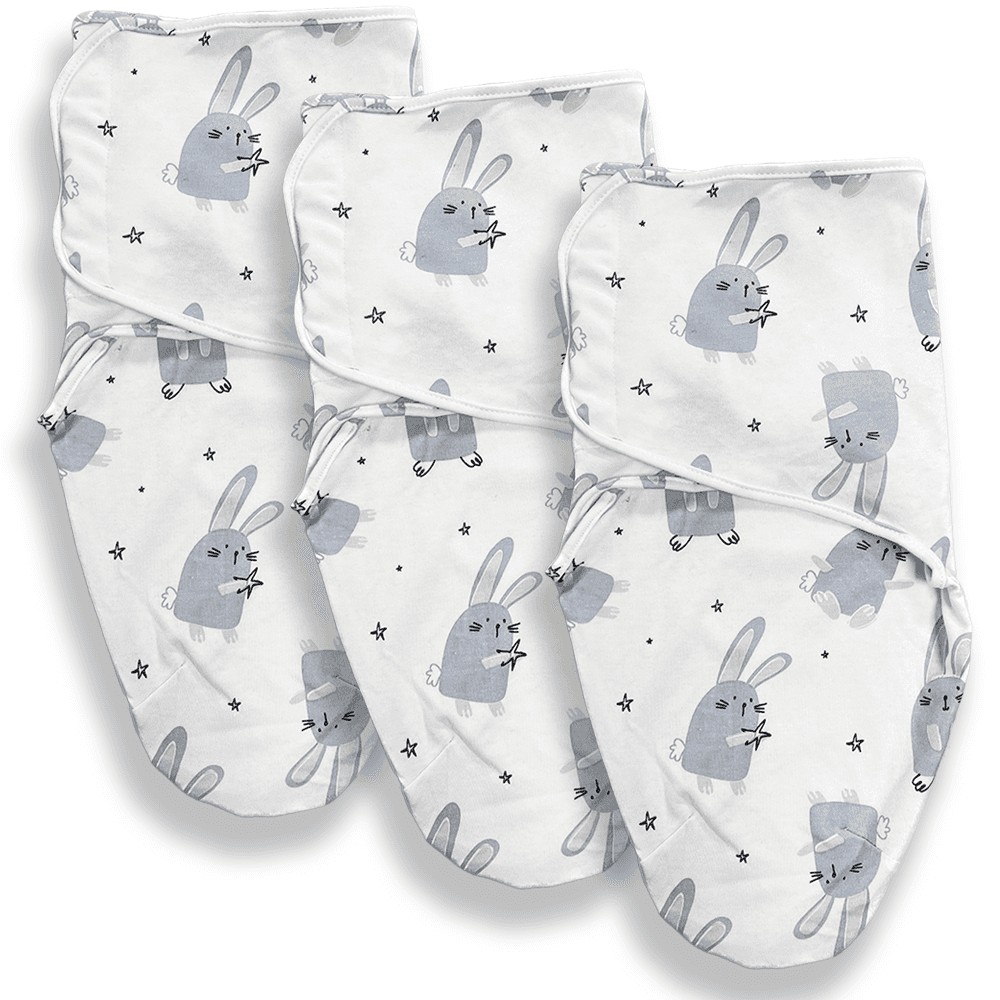 Callowesse Newborn Baby Swaddle - 0-3 Months - Bunny Buddies - Pack Of 3