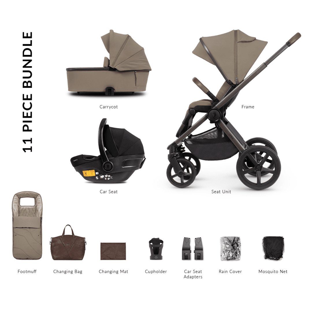 Venicci Upline SE Powder Pram 3in1 Travel System with Car Seat - Slate Grey