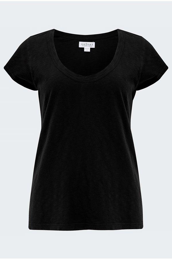 Velvet - Katie Scoop Neck Tee in Black