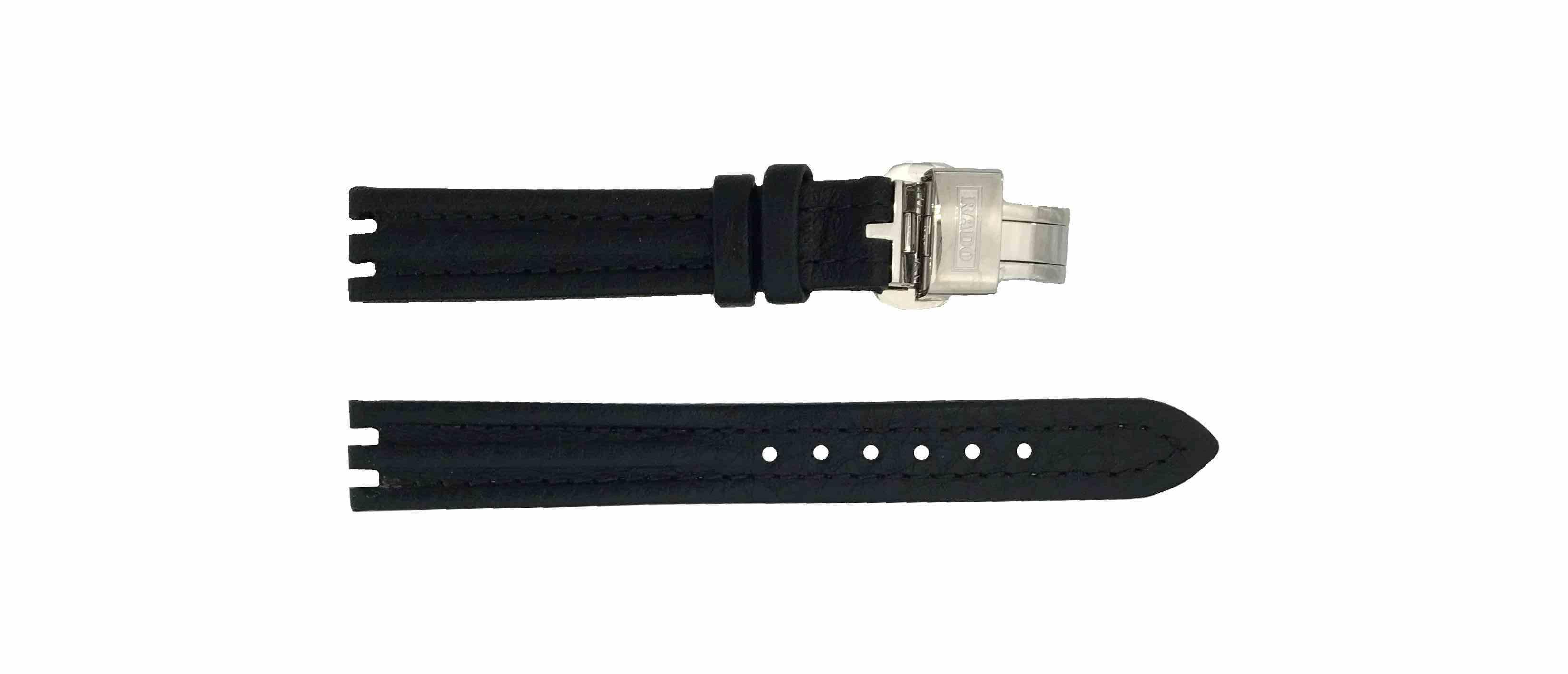 Watch strap Rado 07.08710 / 01.153.0344.3.217 Leather Black 13mm