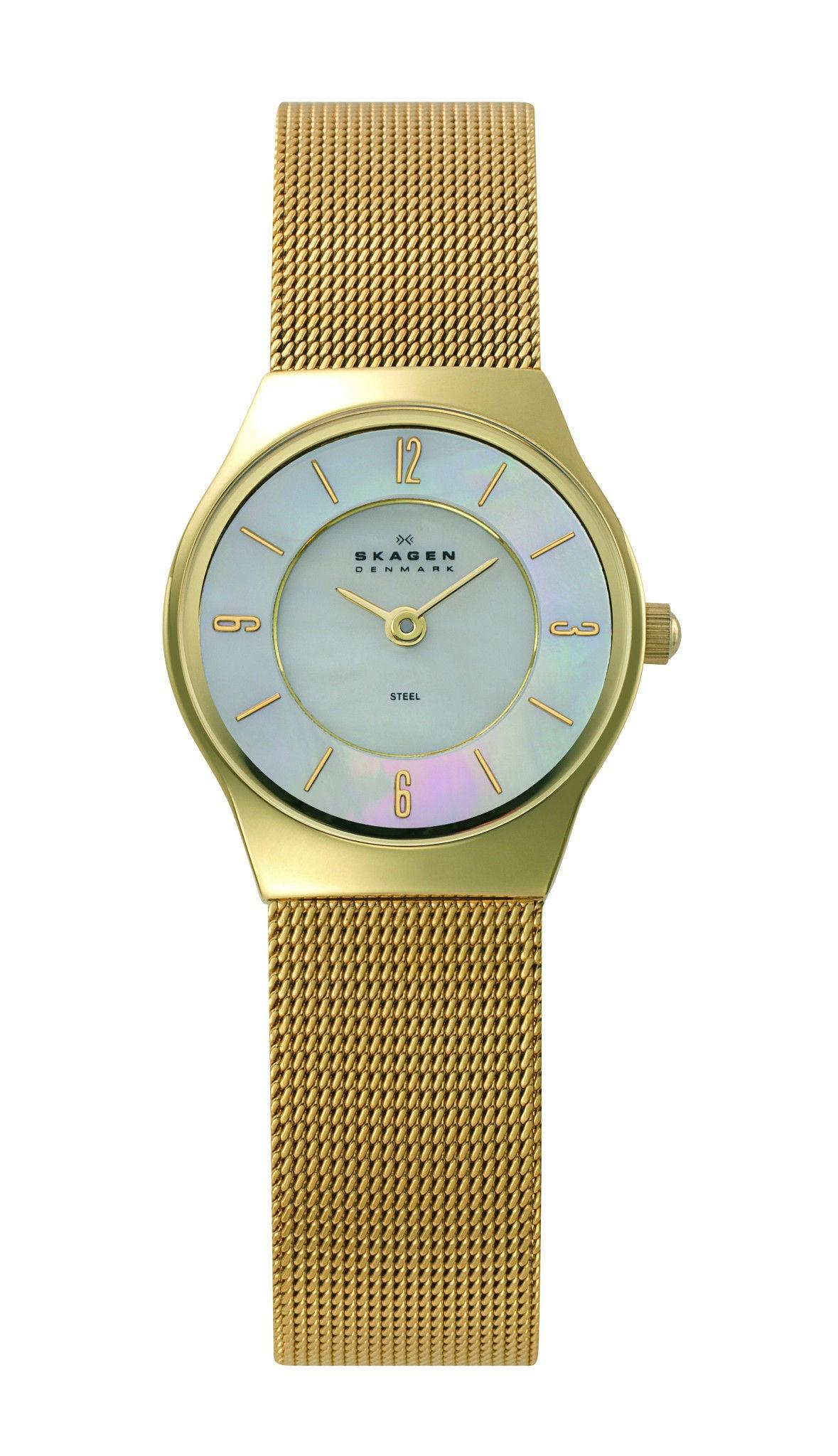 Watch strap Skagen 233XSGG Milanese Gold Toned 24mm