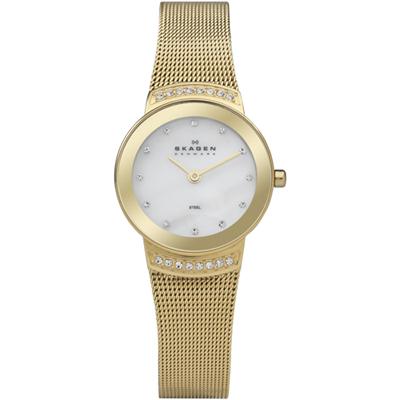 Watch strap Skagen 812SGG Milanese Gold Toned 15mm