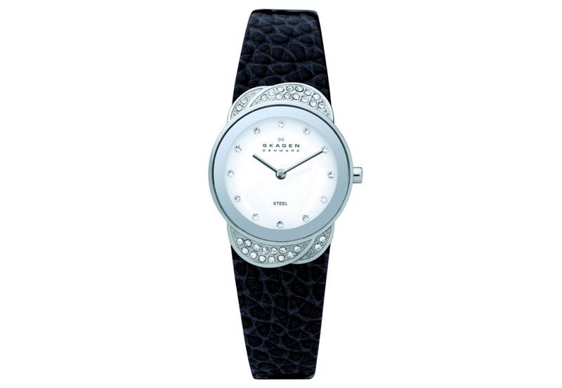 Watch strap Skagen 818SSLB Leather Black