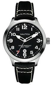 Watch strap Nautica A09558G / N17616G / BRC-A09558G Leather Black 20mm