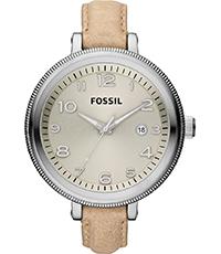 Watch strap Fossil AM4391 Leather Beige 12mm