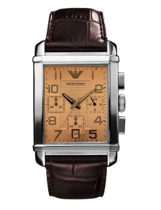 Watch strap Armani AR0337 Leather Brown 24mm