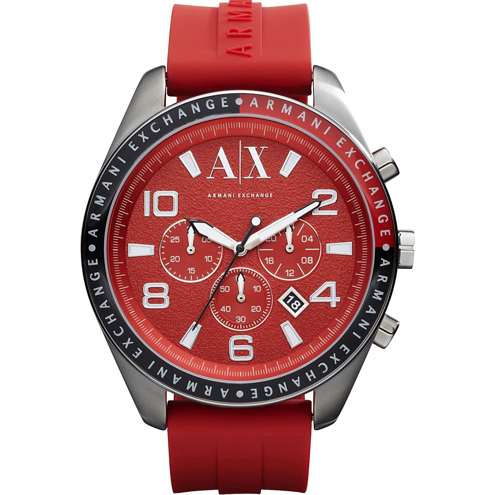 Watch strap Armani Exchange AX1252 Silicone Red 22mm