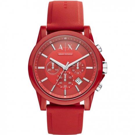 Watch strap Armani Exchange AX1328 Silicone Red 22mm