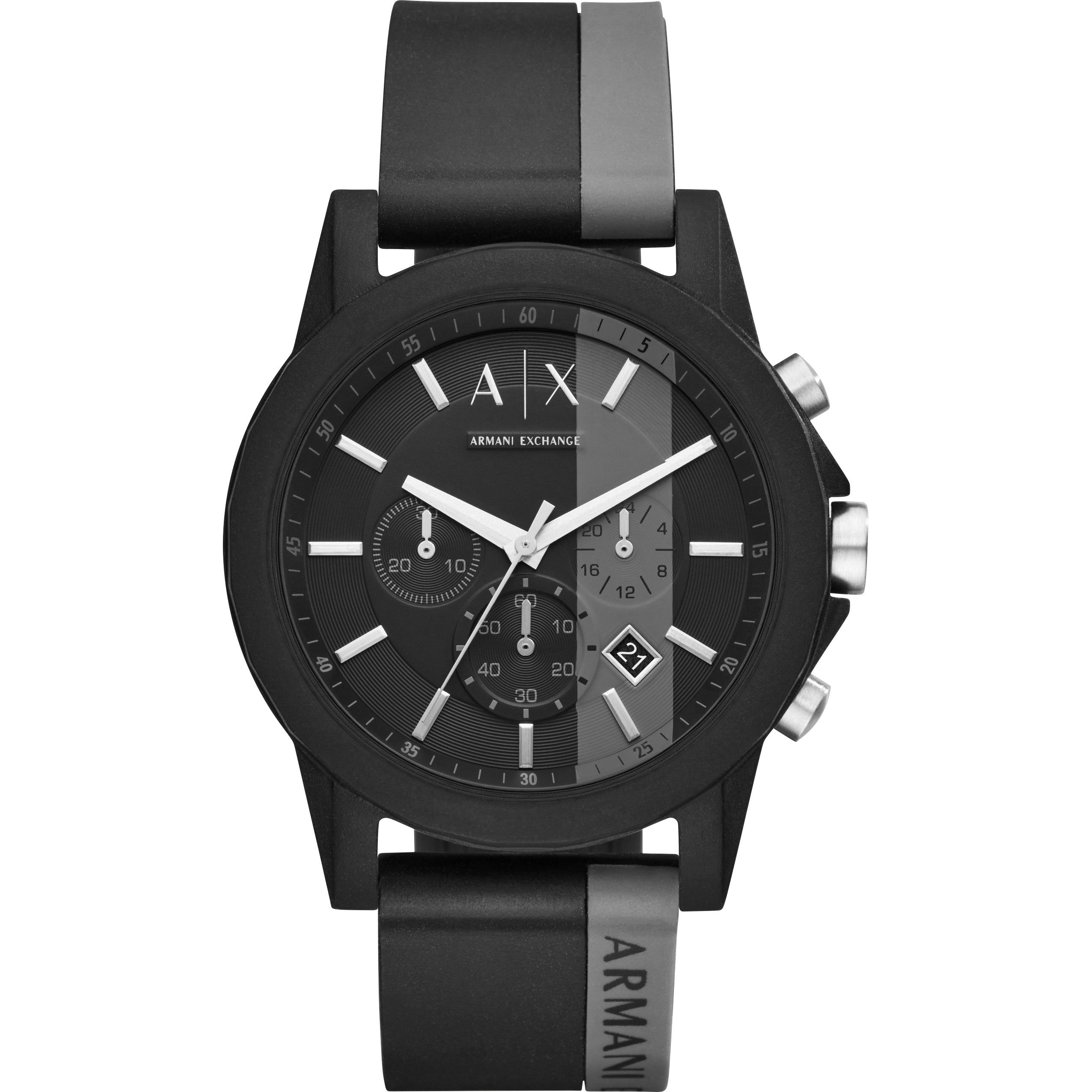 Watch strap Armani Exchange AX1331 Silicone Black 22mm