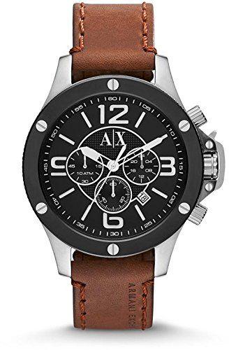 Watch strap Armani Exchange AX1500 Leather Brown 22mm