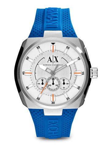 Watch strap Armani Exchange AX1802 Silicone Blue 12mm