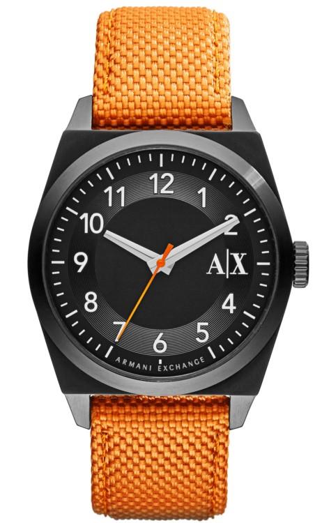 Watch strap Armani Exchange AX2305 Leather/Textiles Orange 22mm