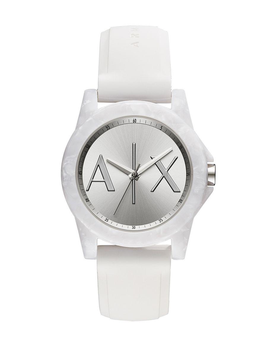 Watch strap Armani Exchange AX4339 Silicone White 18mm